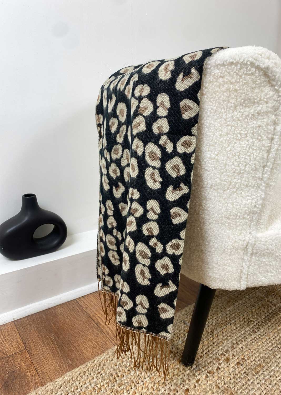 Gigi Leopard Scarf in Black