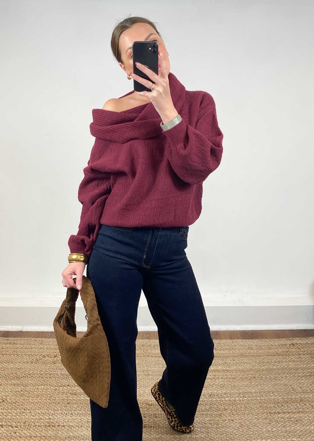 multi-way knit jumper burgundy