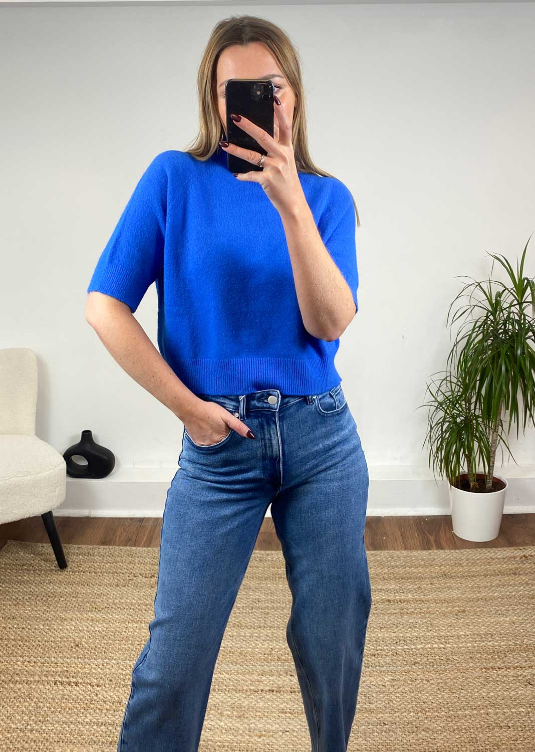 Elle Soft Knit Top in Blue