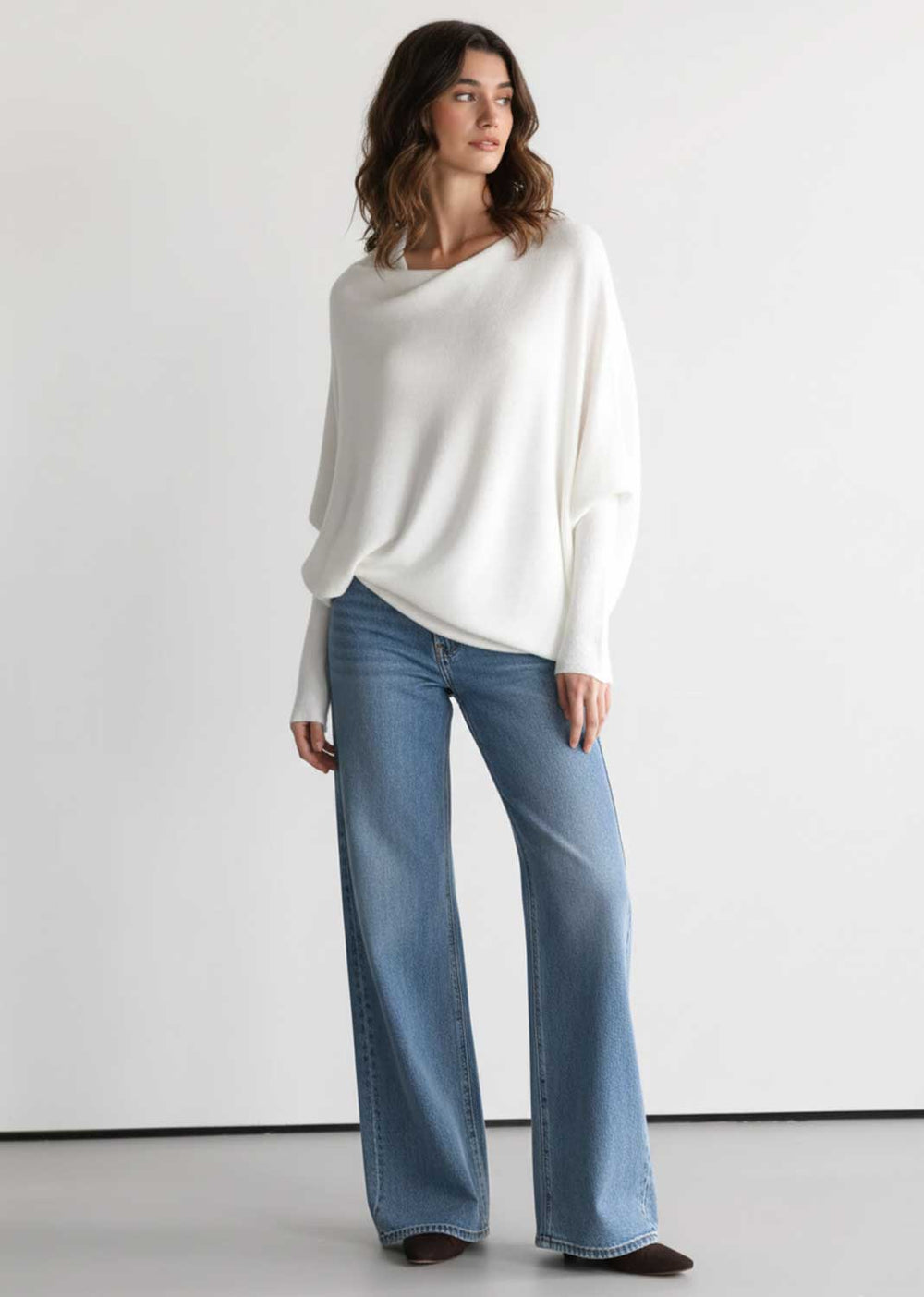 asymmetric knitted jumper ivory