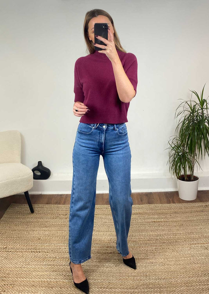 Elle Soft Knit Top in Burgundy