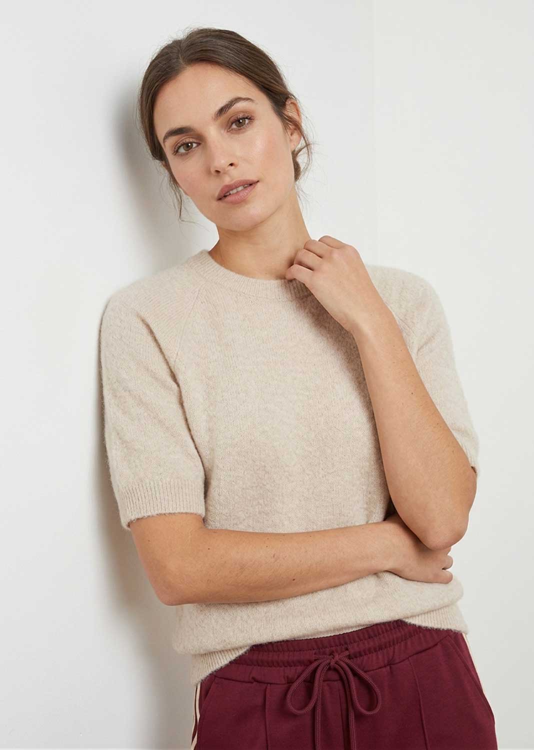 Gracie Beige Wool Blend Knit Top