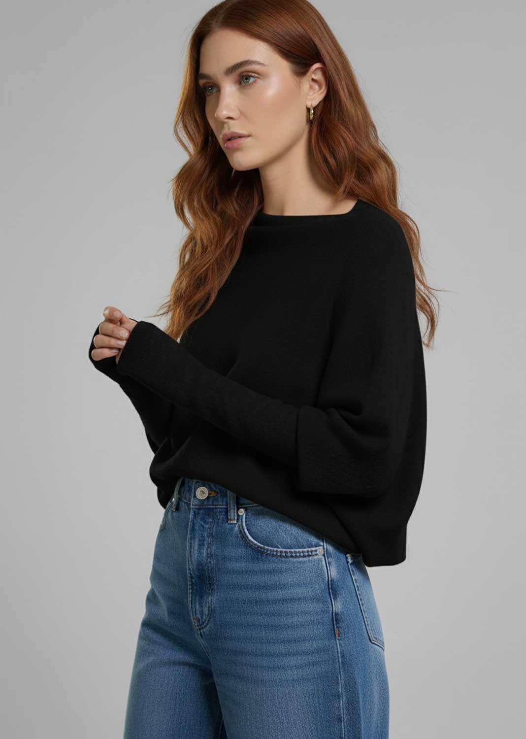 Grace Asymmetric Knit Jumper Black