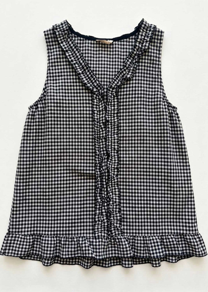 Haven Black Gingham Frill Top