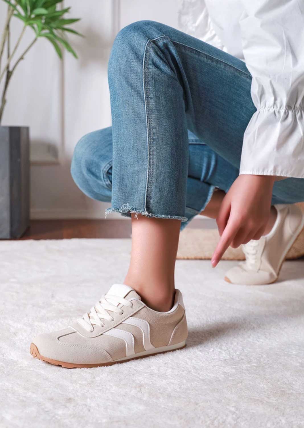 Harper Contrast Trainers Cream