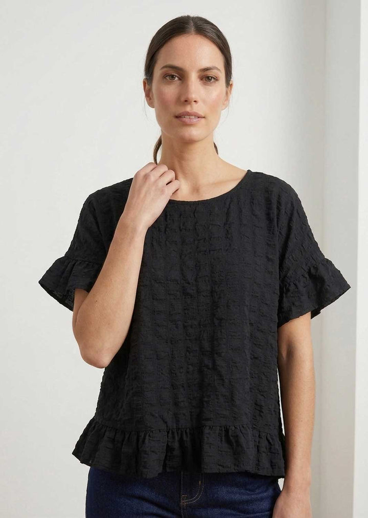 Hattie Black Frill Sleeve Top