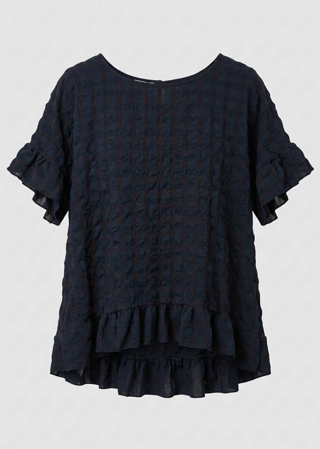 Hattie Navy Frill Sleeve Top