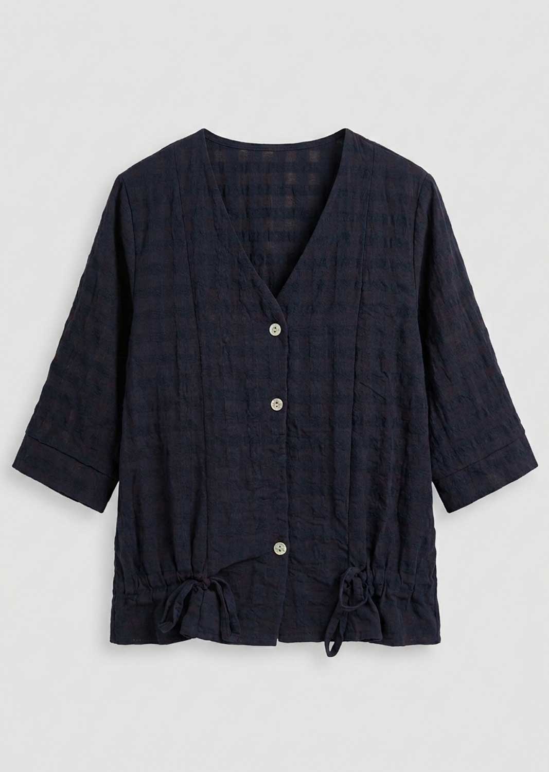 Hattie Navy Checked Shirt Jacket