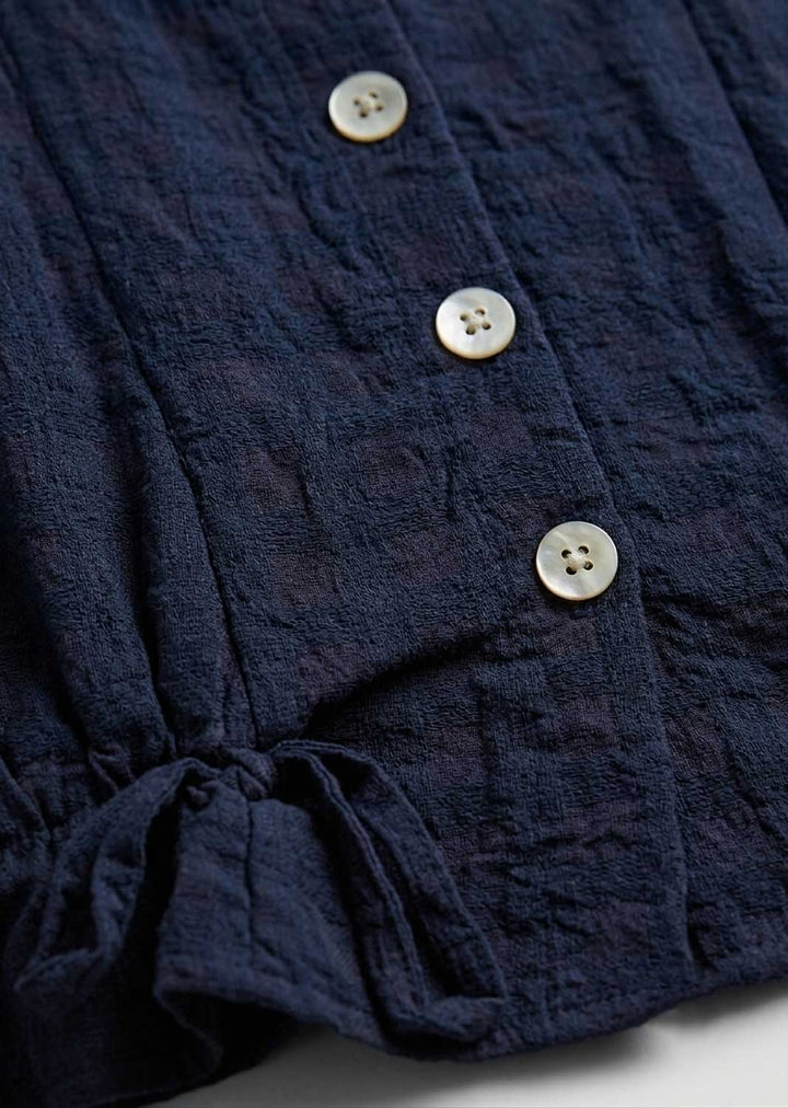 Hattie Navy Checked Shirt Jacket