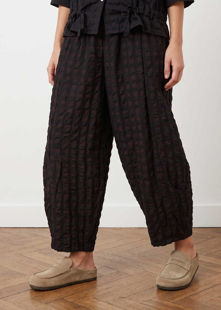 Hattie Black Checked Black Barrel Leg Pants