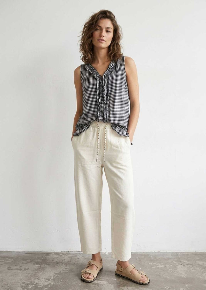 Haven Black Gingham Frill Top
