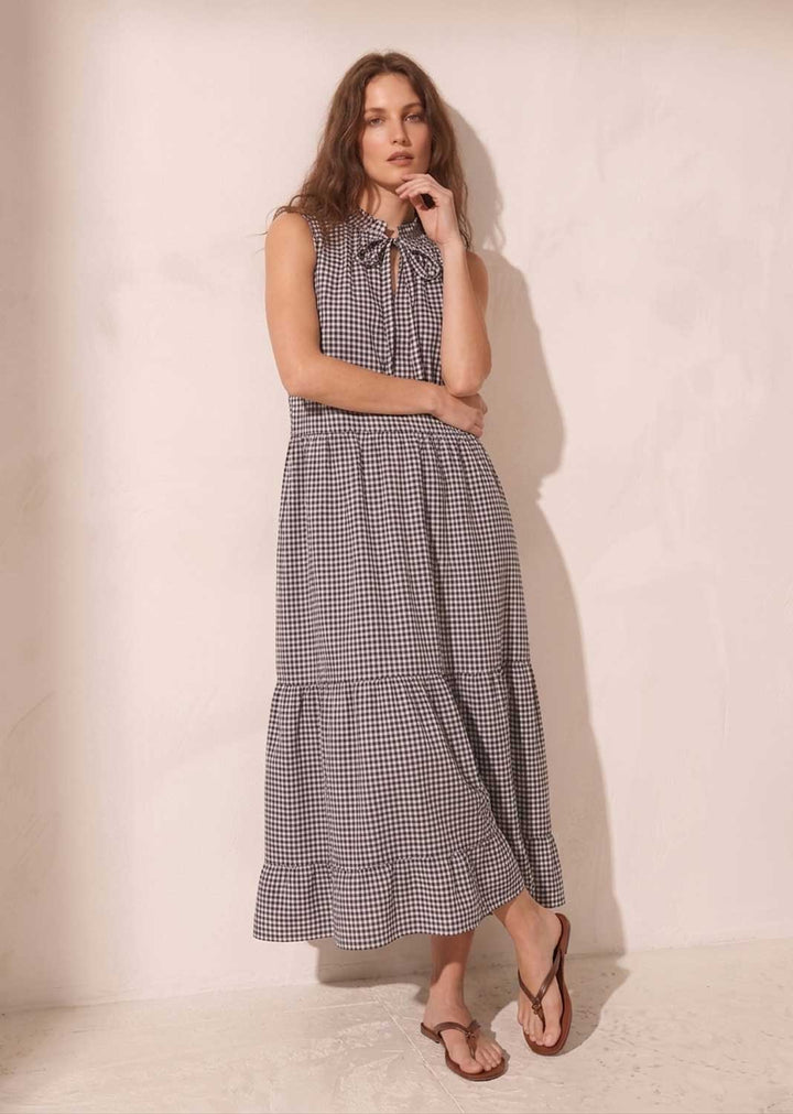Haven Brown Gingham Dress