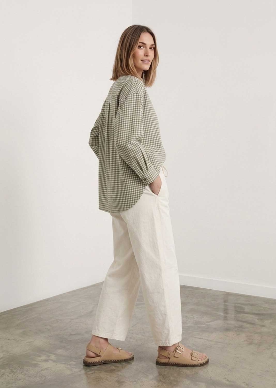Haven Sage Green Gingham Blouse