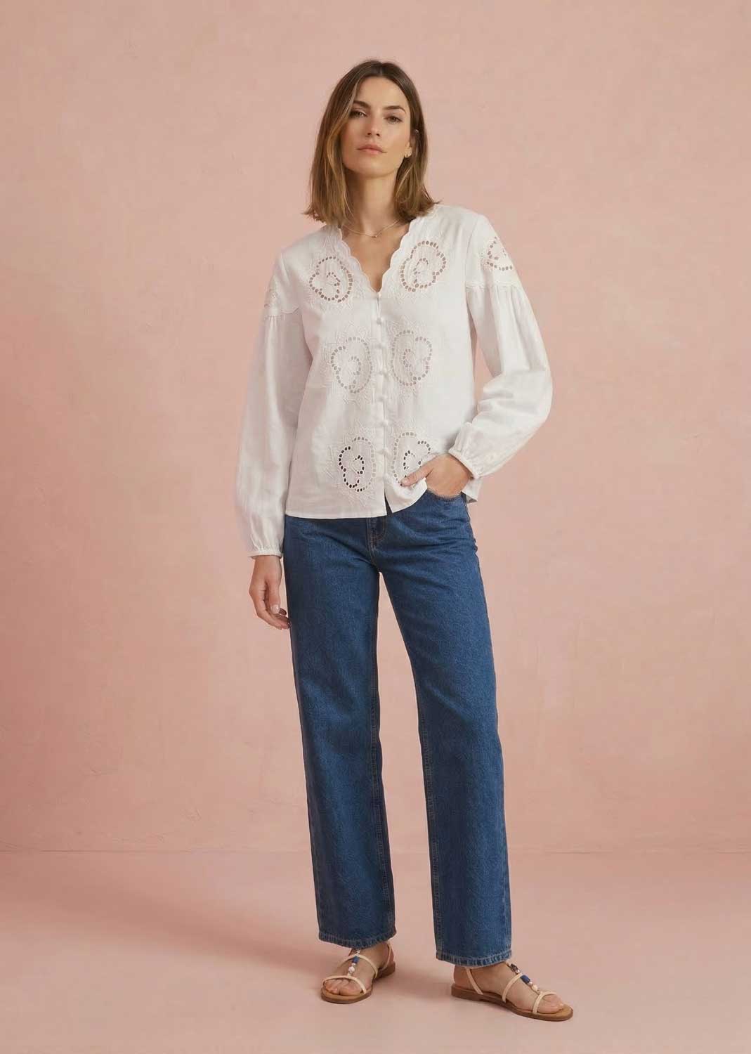 white embroidery blouse 
