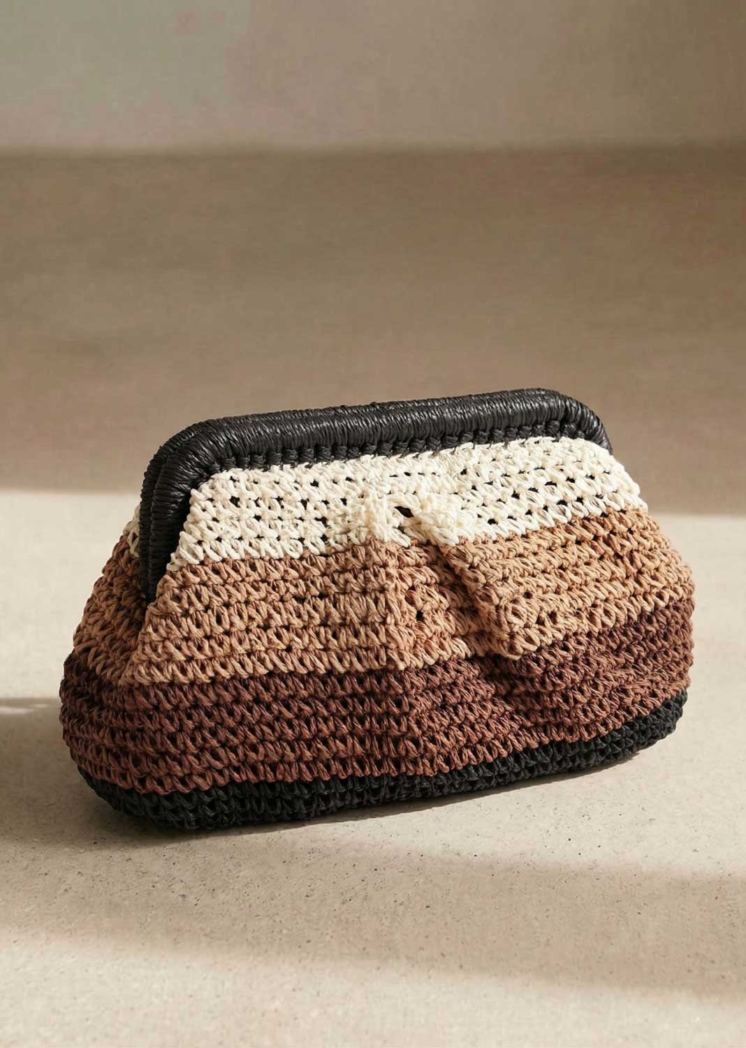 woven stripe pouch bag