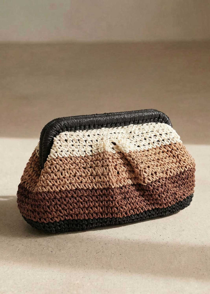 woven stripe pouch bag