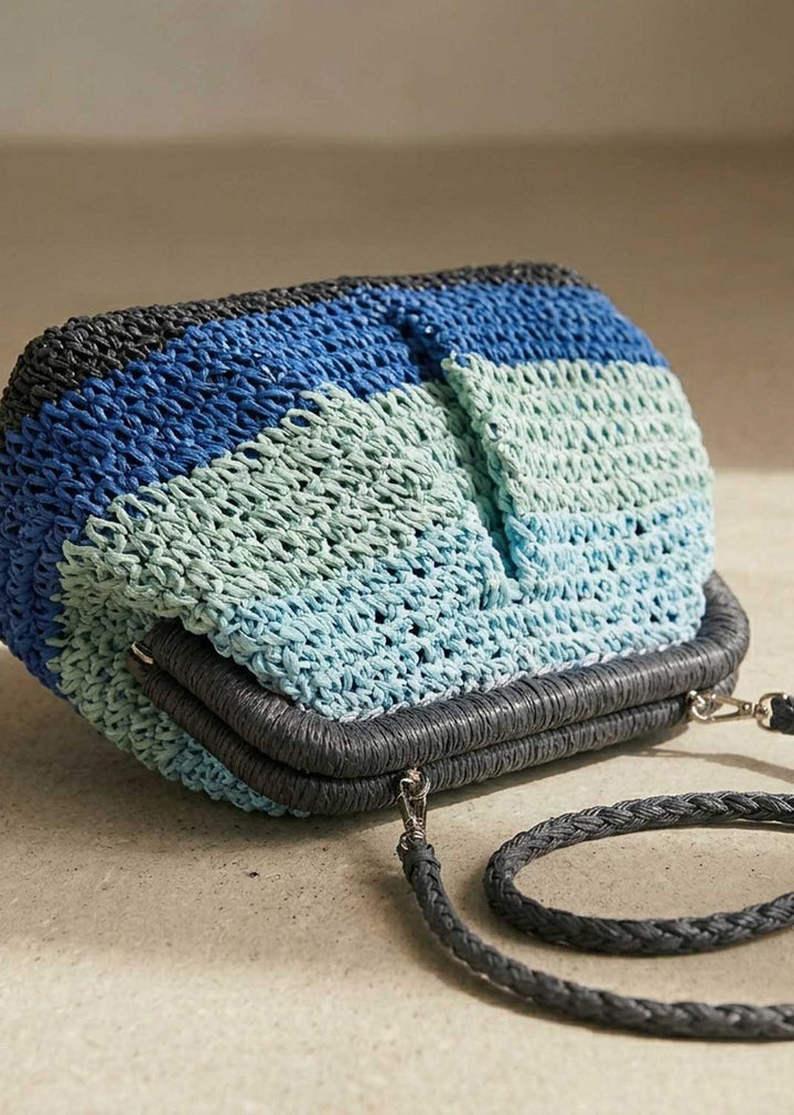 Iris Blue Woven Crossbody Clutch