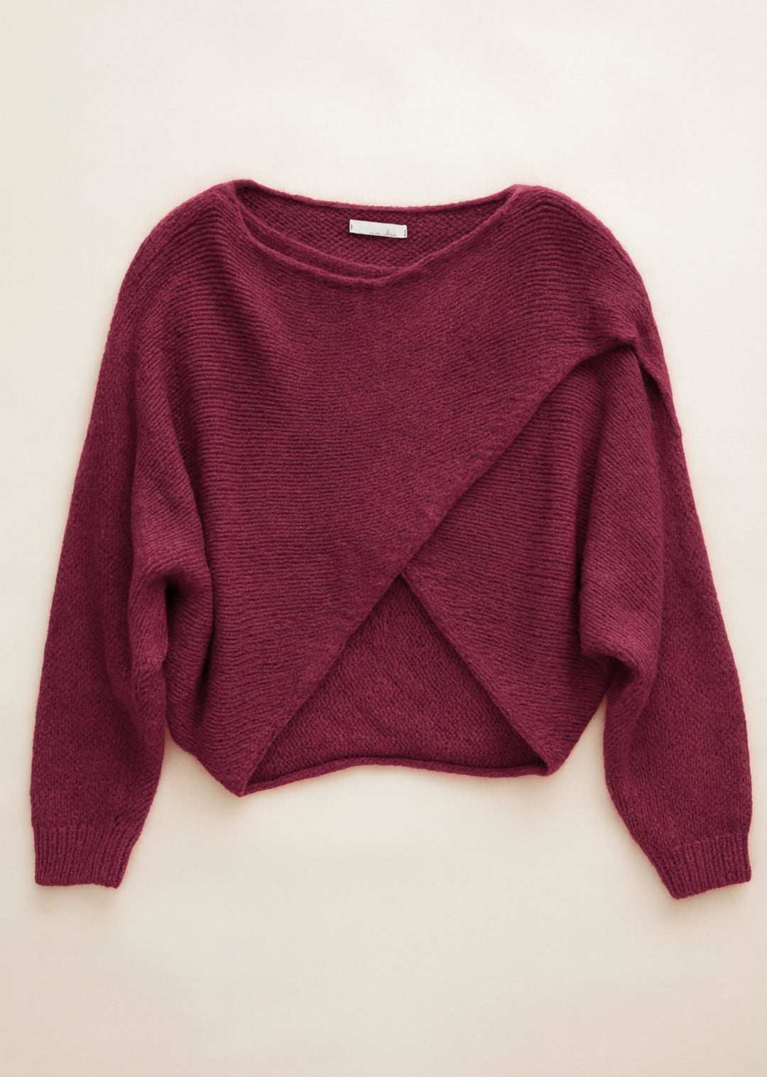 Crossover Knit Jumper Burgundy