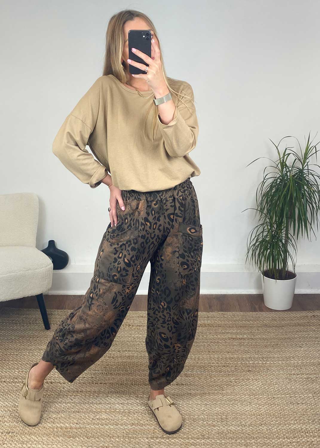 Jemima Pocket Cocoon Pants - Brown