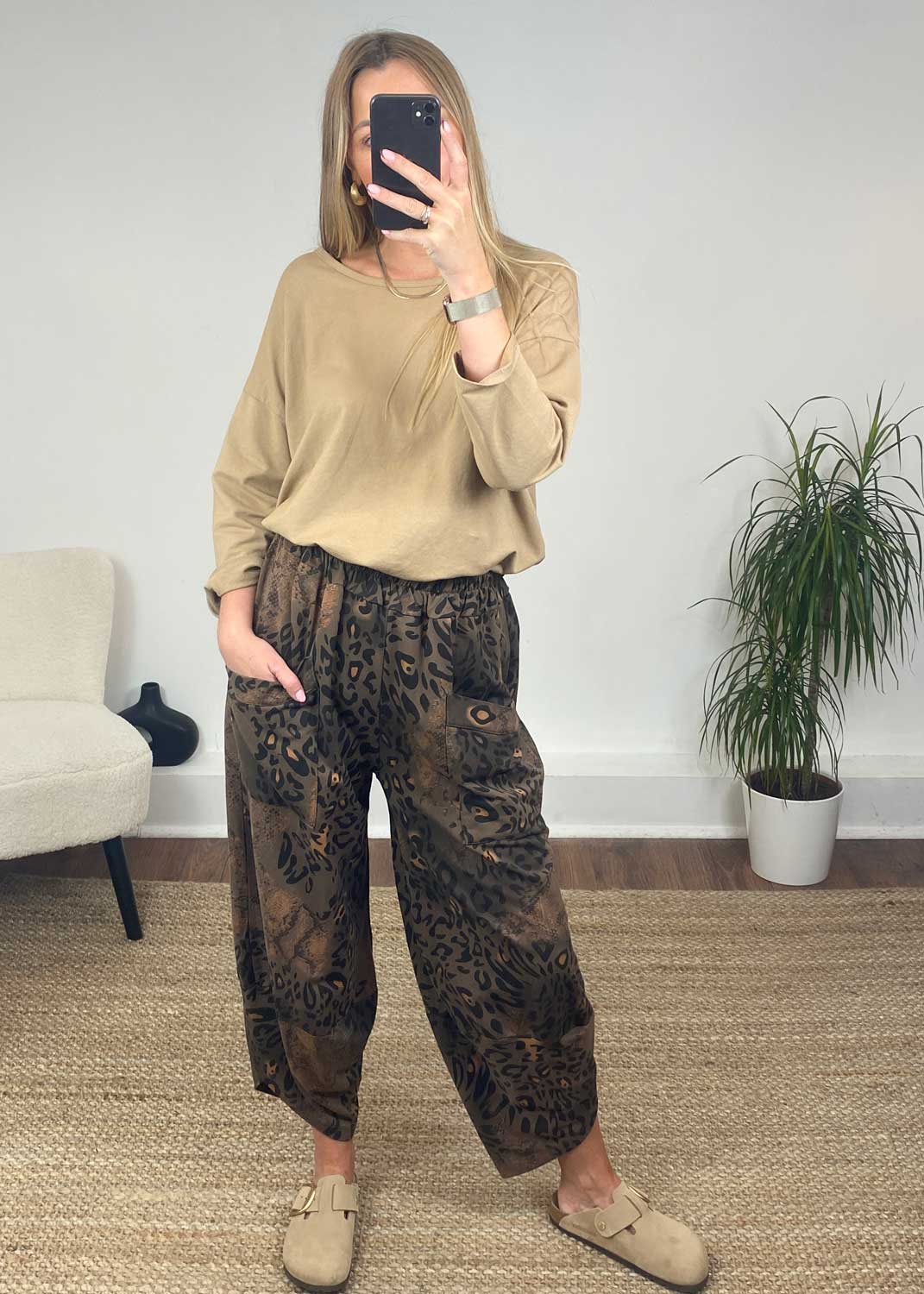 Jemima Pocket Cocoon Pants - Brown