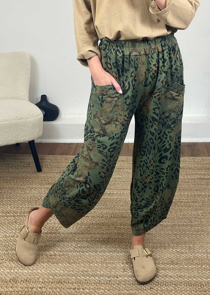 Jemima Pocket Cocoon Pants in Khaki