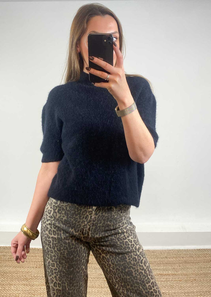 Josephine Wool Blend Top Black