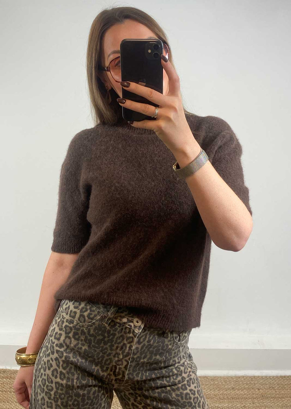 Turtle neck brown top