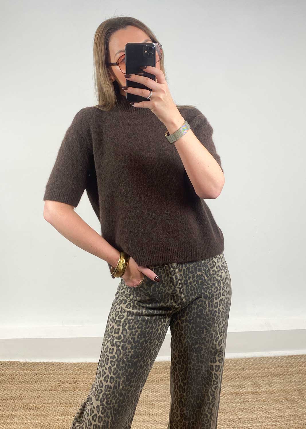 Turtle neck brown top