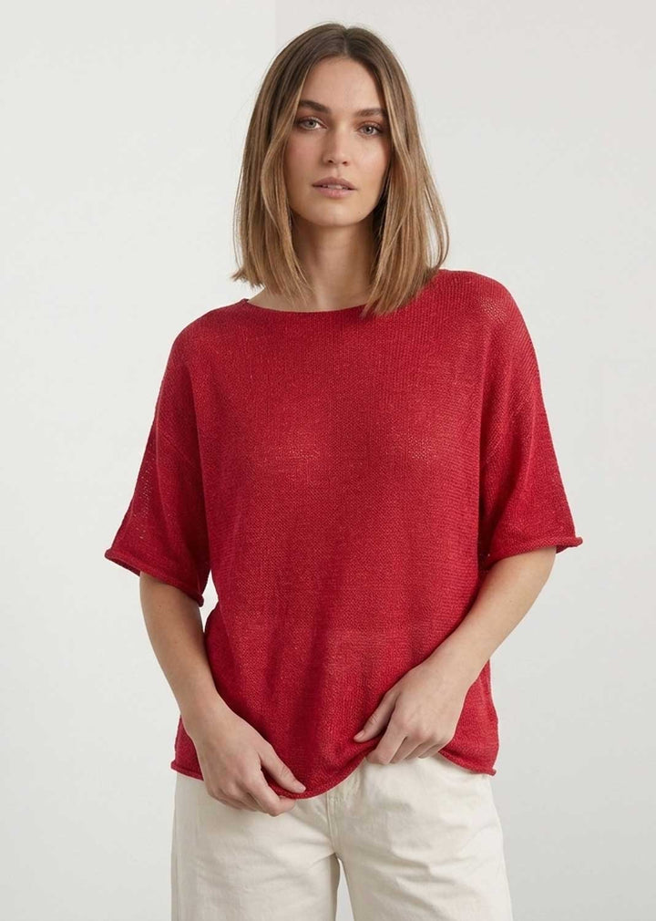 Josie Raspberry Fine Knit Top