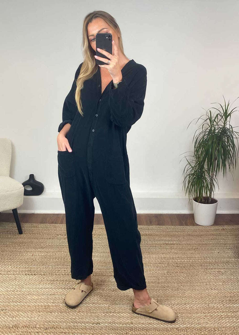 Joss Needlecord Jumpsuit in Black