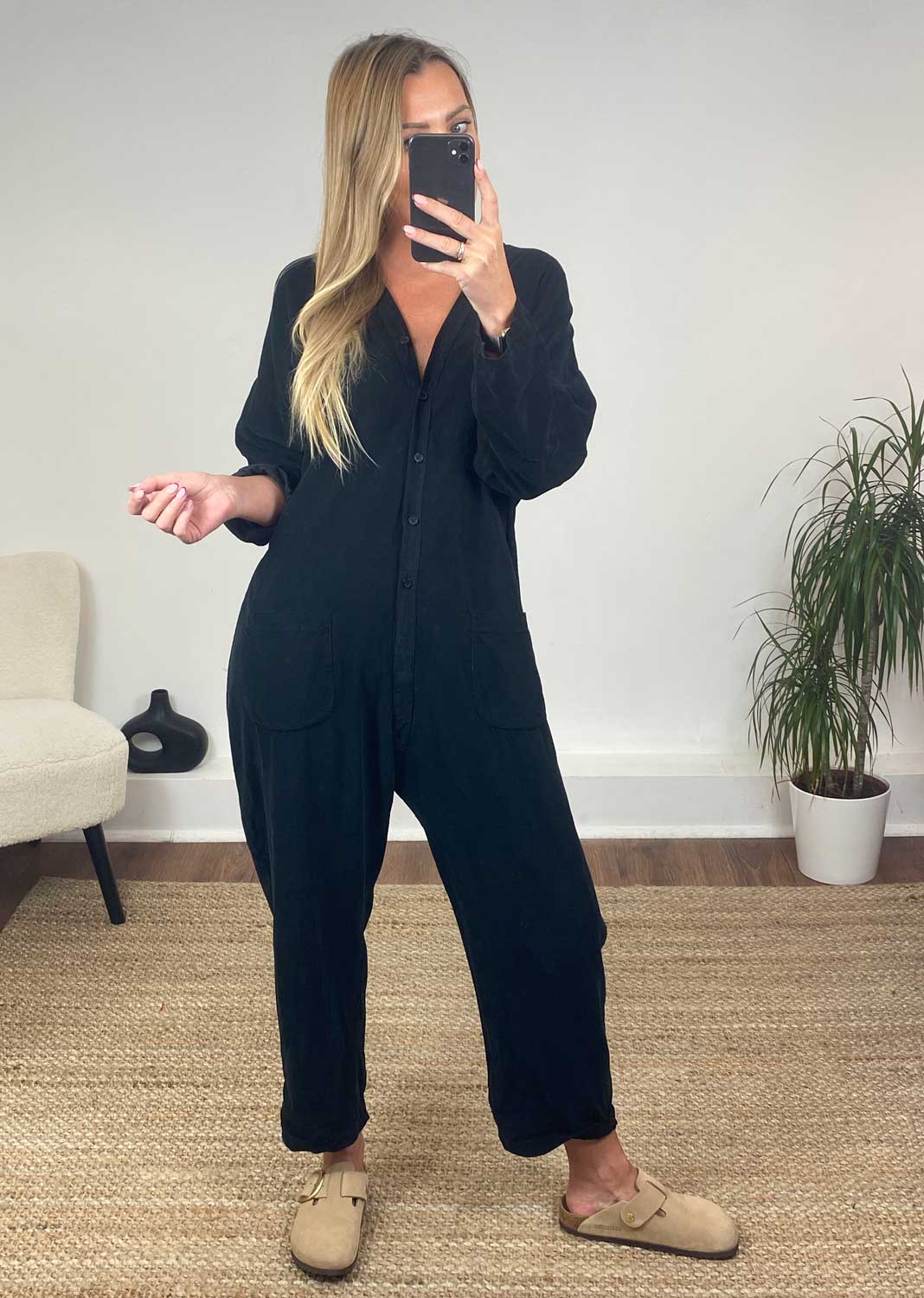 Joss Needlecord Jumpsuit in Black
