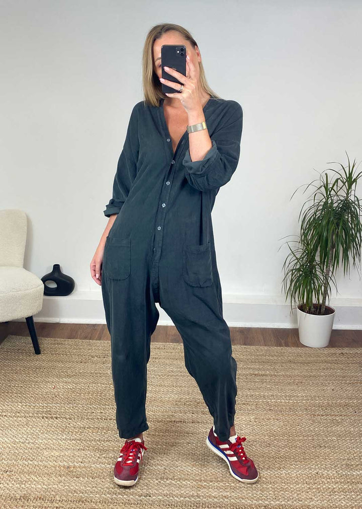 Joss Needlecord Jumpsuit in Grey