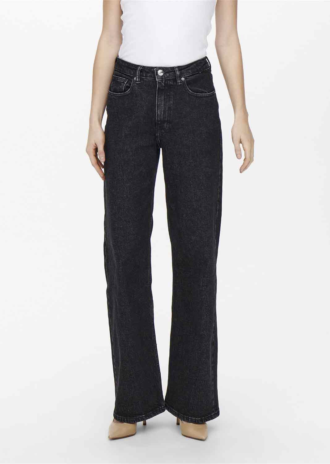 ONLY Wide Leg Jeans Washed Black