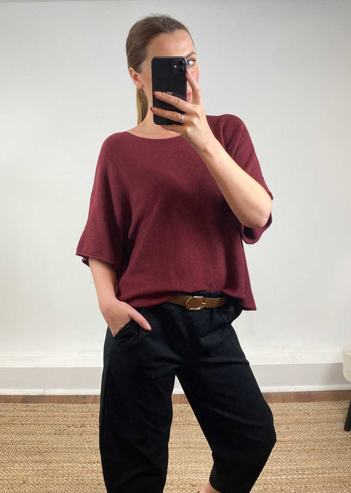 Juliette Knit Top Burgundy