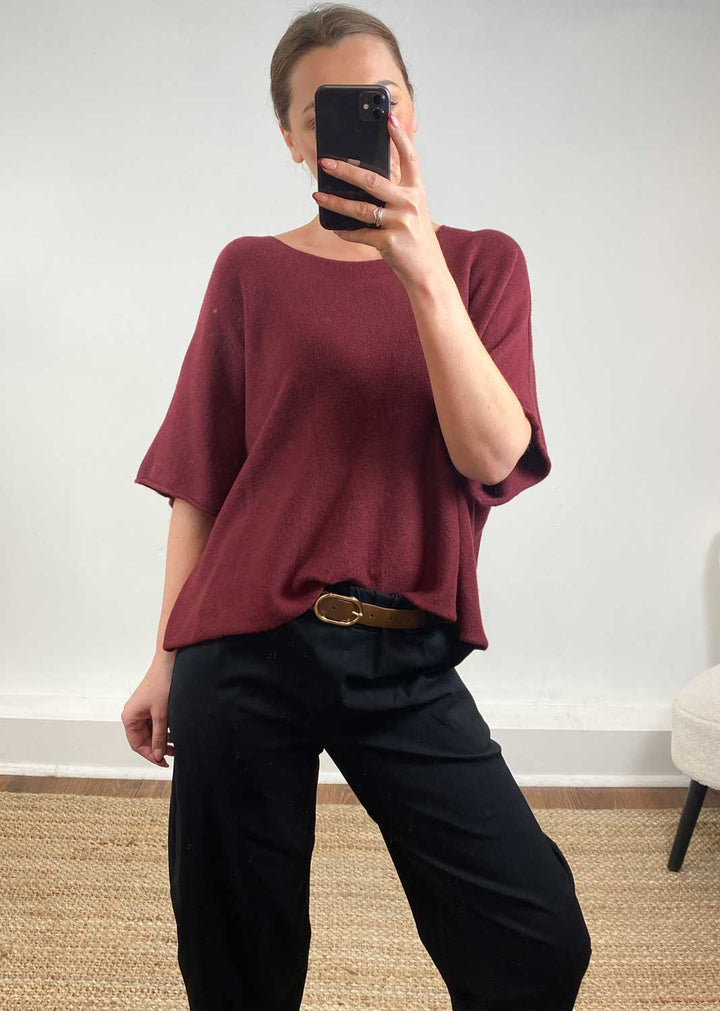 Juliette Knit Top Burgundy