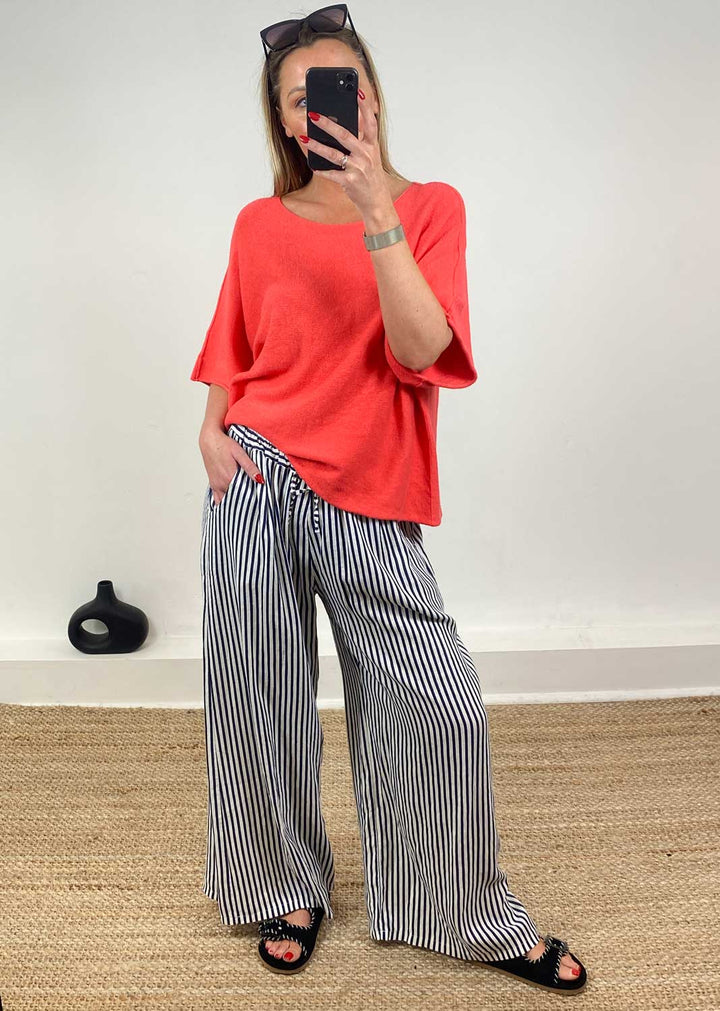 Juliette Batwing Knitted Jumper in Coral