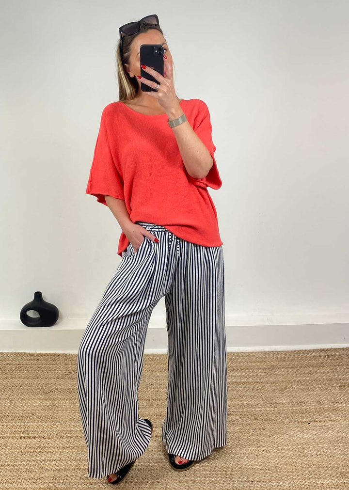 Juliette Batwing Knitted Jumper in Coral