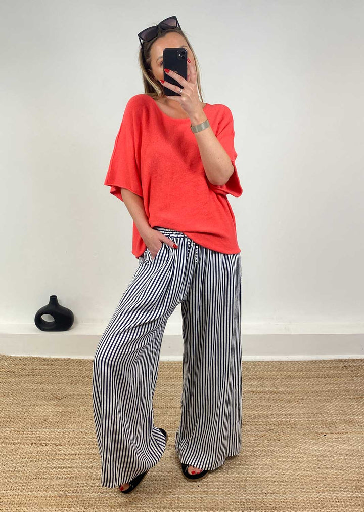 Juliette Batwing Knitted Jumper in Coral