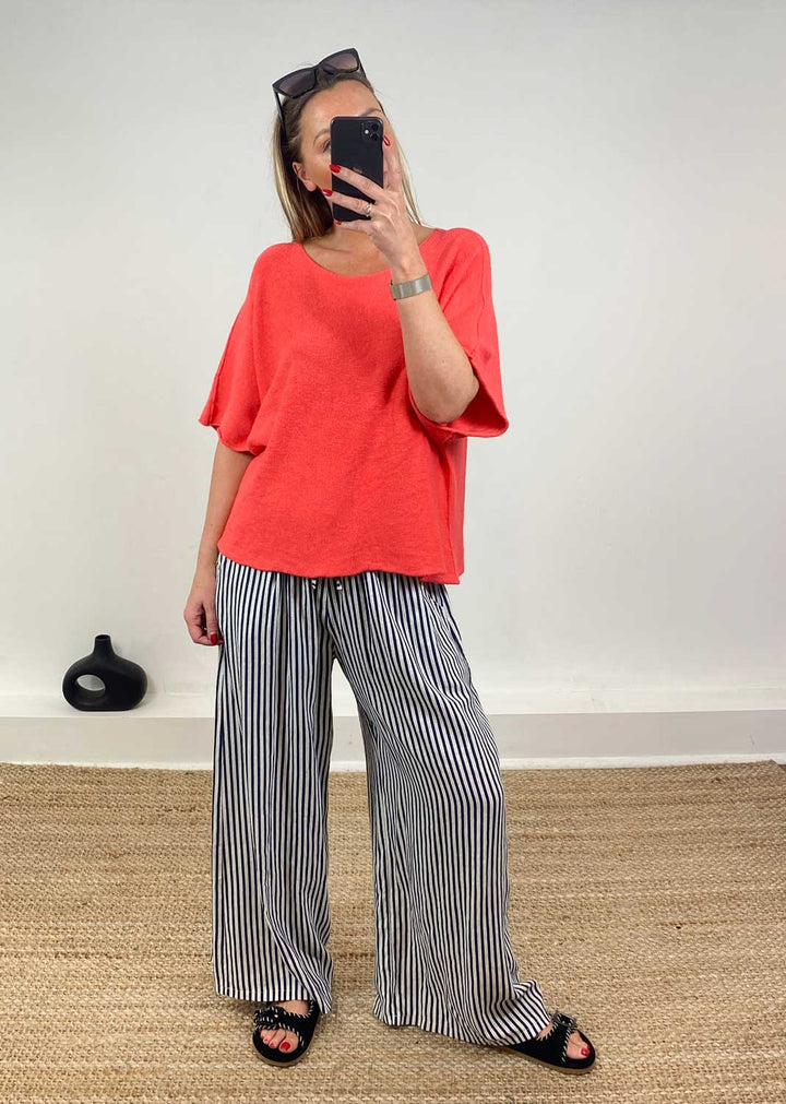 Juliette Batwing Knitted Jumper in Coral