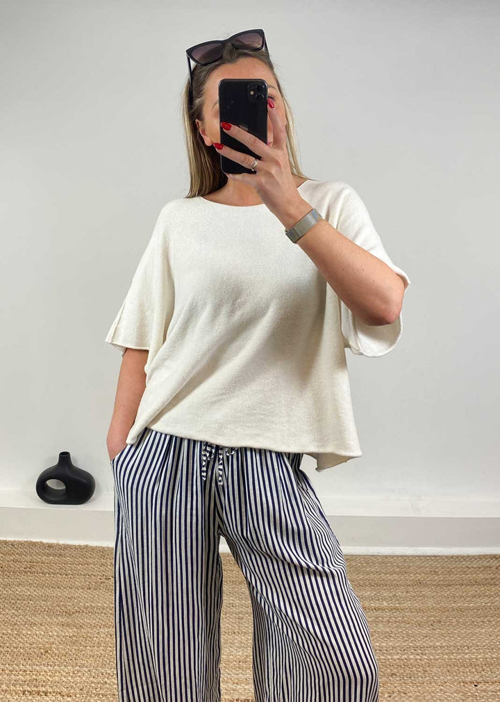 Juliette Batwing Knitted Jumper in Cream