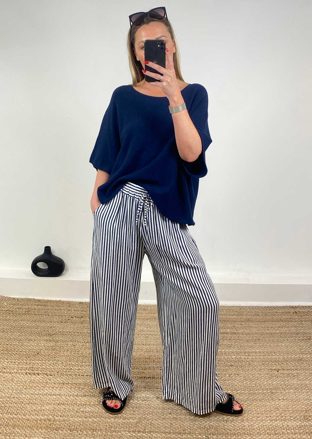 Juliette Batwing Knitted Jumper in Navy