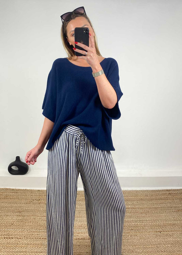 Juliette Batwing Knitted Jumper in Navy