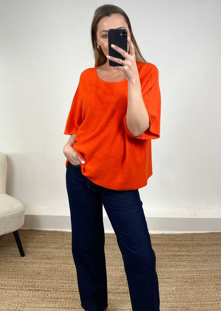 Juliette Batwing Knitted Jumper in Orange