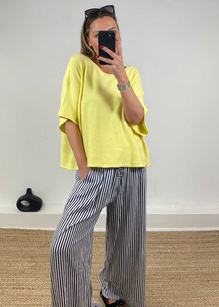 Juliette Batwing Knitted Jumper in Lemon