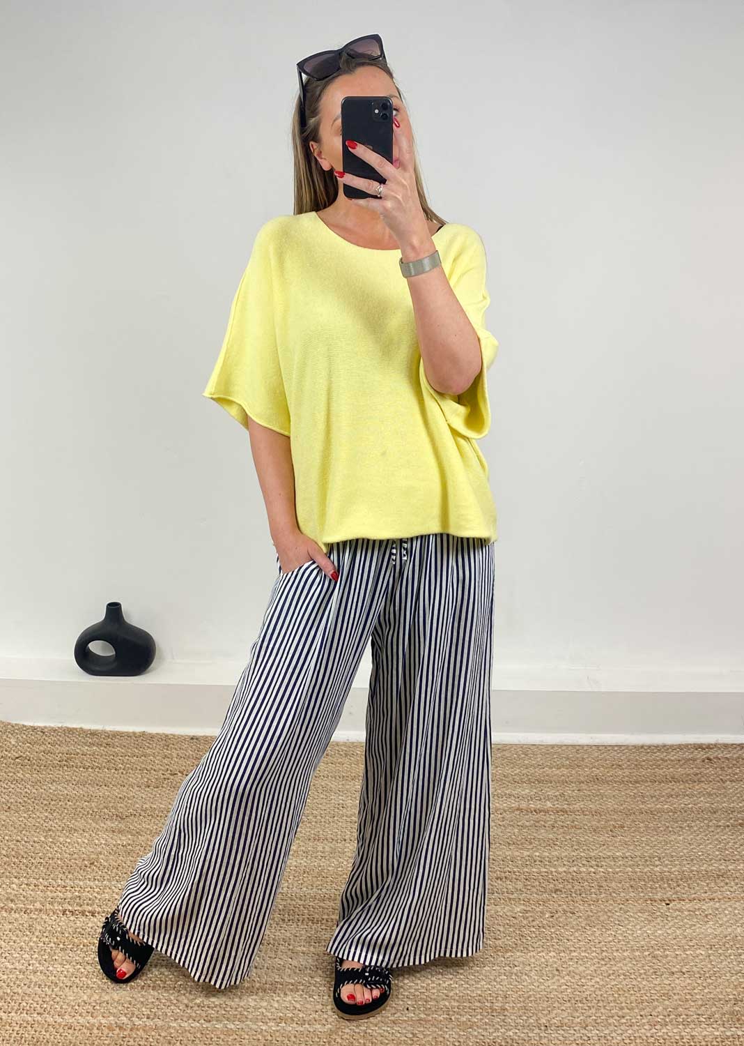 Juliette Batwing Knitted Jumper in Lemon