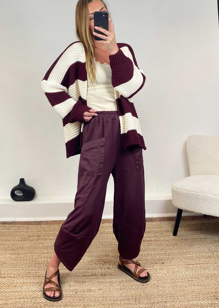  Plum Jersey Barrel Pocket Pants