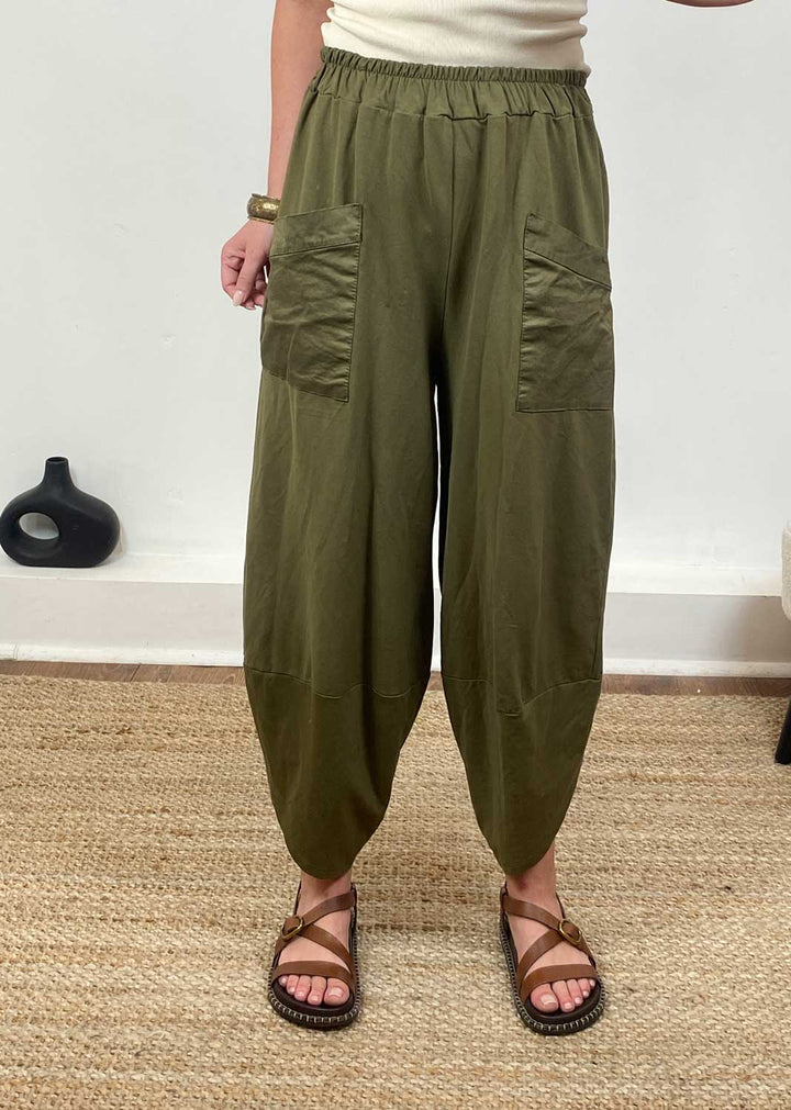 Buxton Jersey Barrel Pocket Pants in Cargo Green