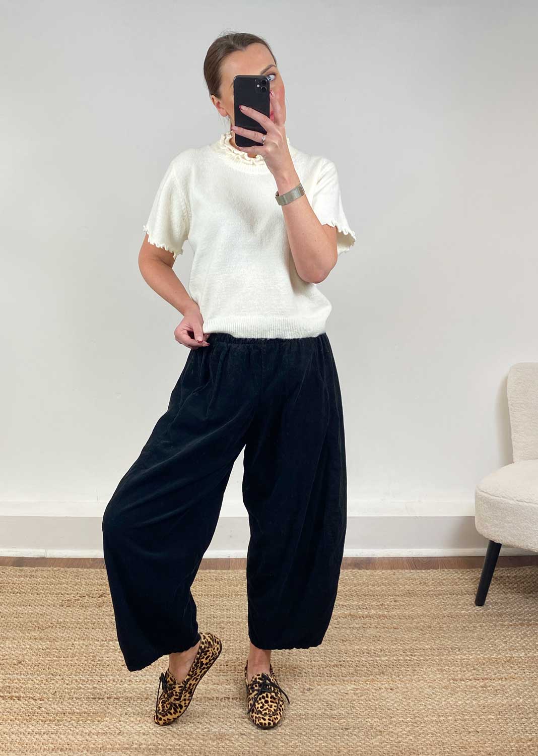 Kit Cord Barrel Pants Black