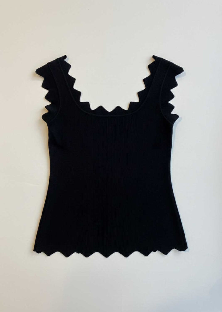 Kyla Zig Zag Trim Vest Black