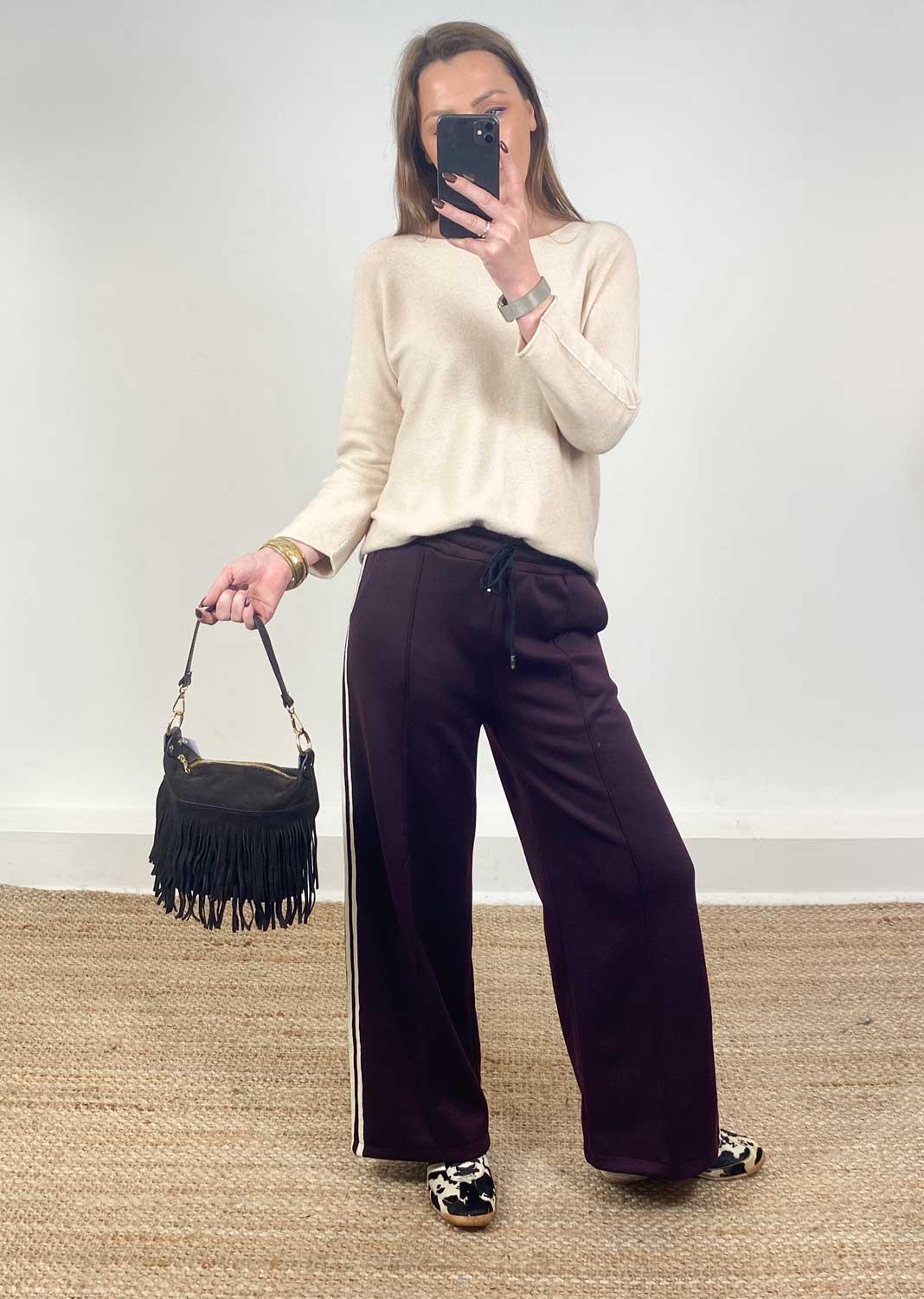 Lainey Suede Fringe Bucket Bag Brown